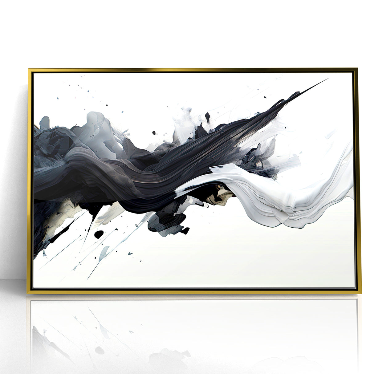 Flowing Black and White Abstract Art | Modern Monochrome Canvas Design