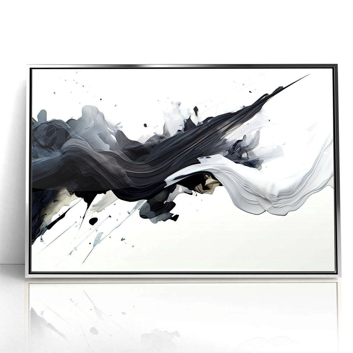 Flowing Black and White Abstract Art | Modern Monochrome Canvas Design