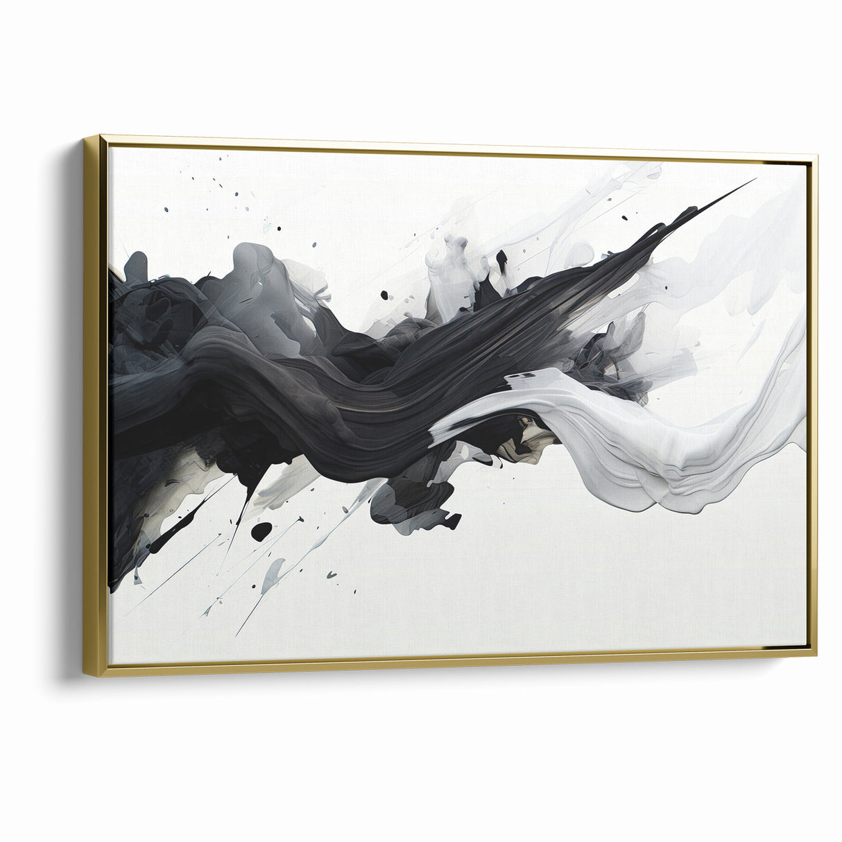 Flowing Black and White Abstract Art | Modern Monochrome Canvas Design
