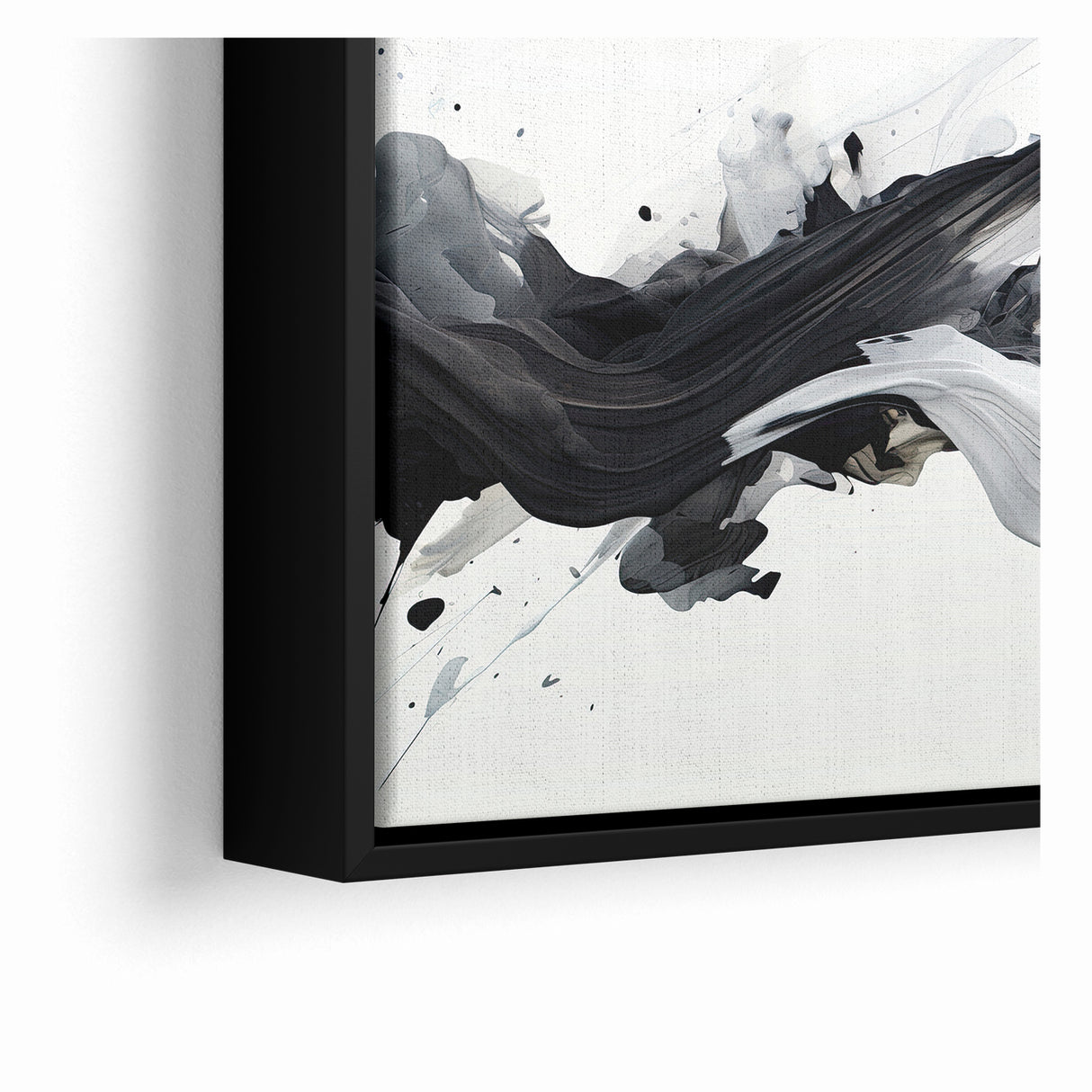Flowing Black and White Abstract Art | Modern Monochrome Canvas Design