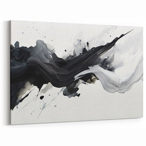Flowing Black and White Abstract Art | Modern Monochrome Canvas Design