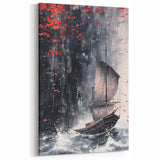 Modern Landscape Abstract - Stormy Seas with Red Accents Wall Art