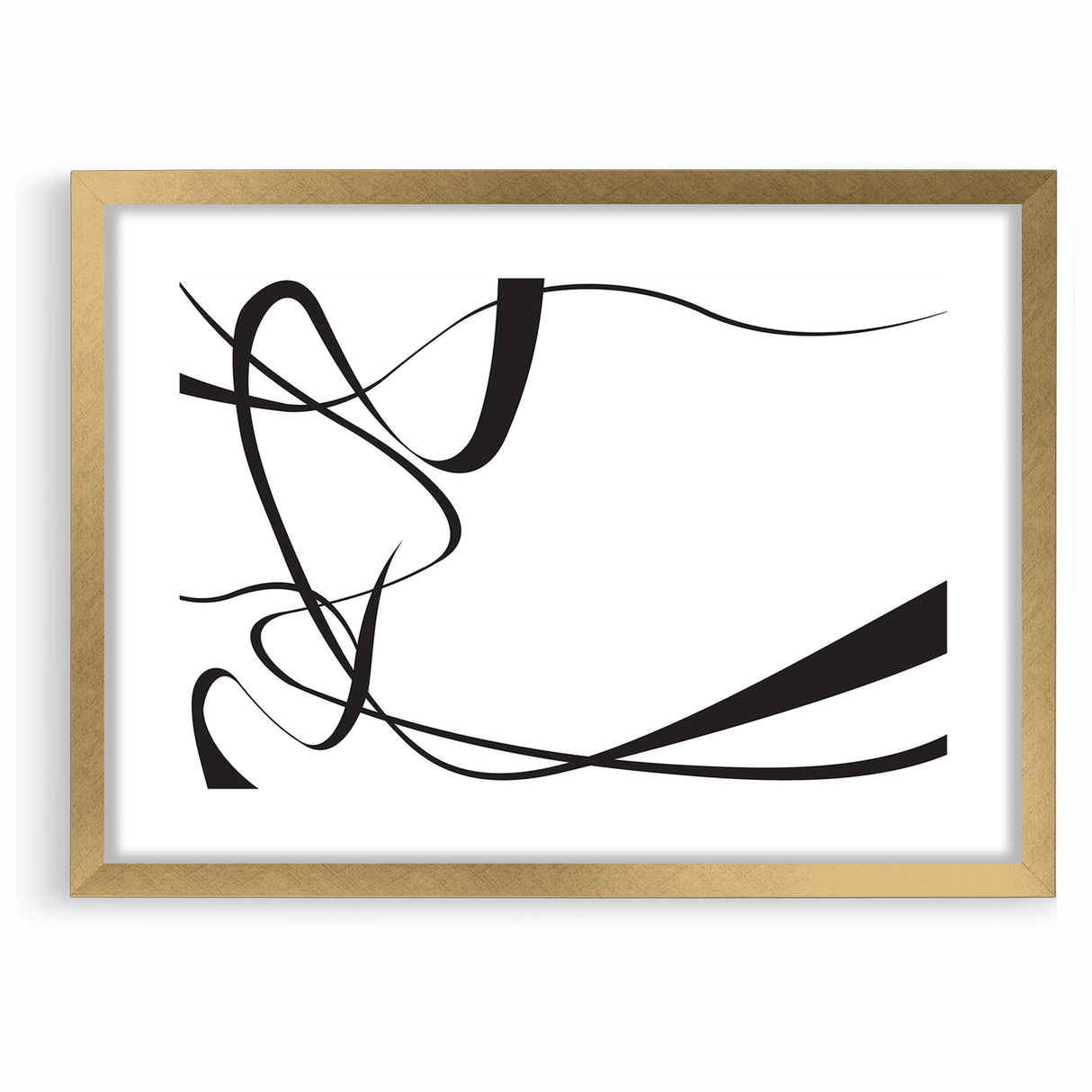 Curved Black and White Abstract Art | Minimalist Monochrome Canvas