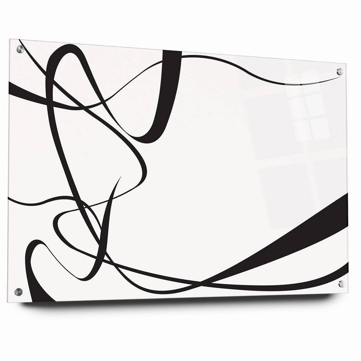 Curved Black and White Abstract Art | Minimalist Monochrome Canvas