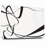 Curved Black and White Abstract Art | Minimalist Monochrome Canvas