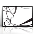Curved Black and White Abstract Art | Minimalist Monochrome Canvas