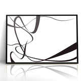 Curved Black and White Abstract Art | Minimalist Monochrome Canvas