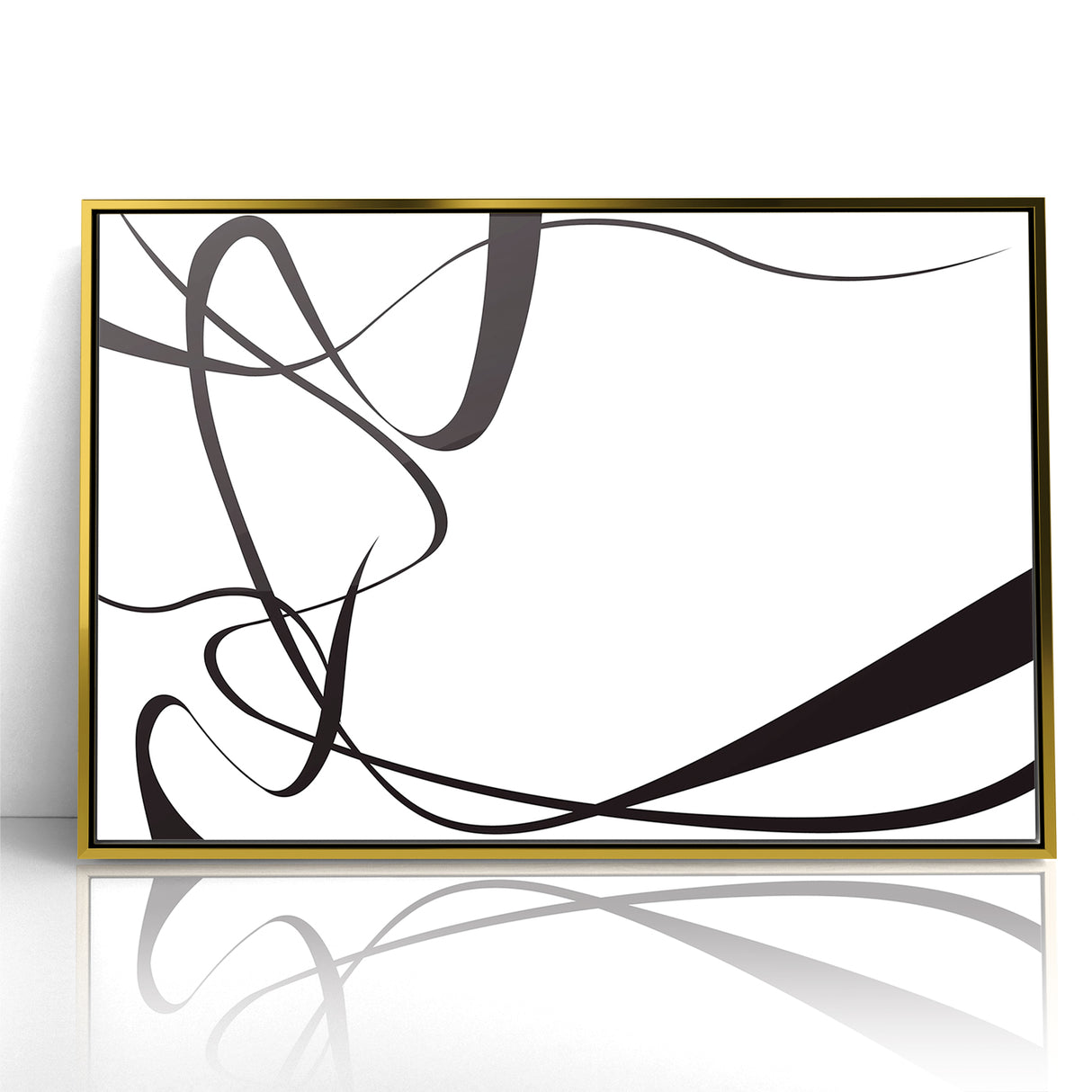 Curved Black and White Abstract Art | Minimalist Monochrome Canvas