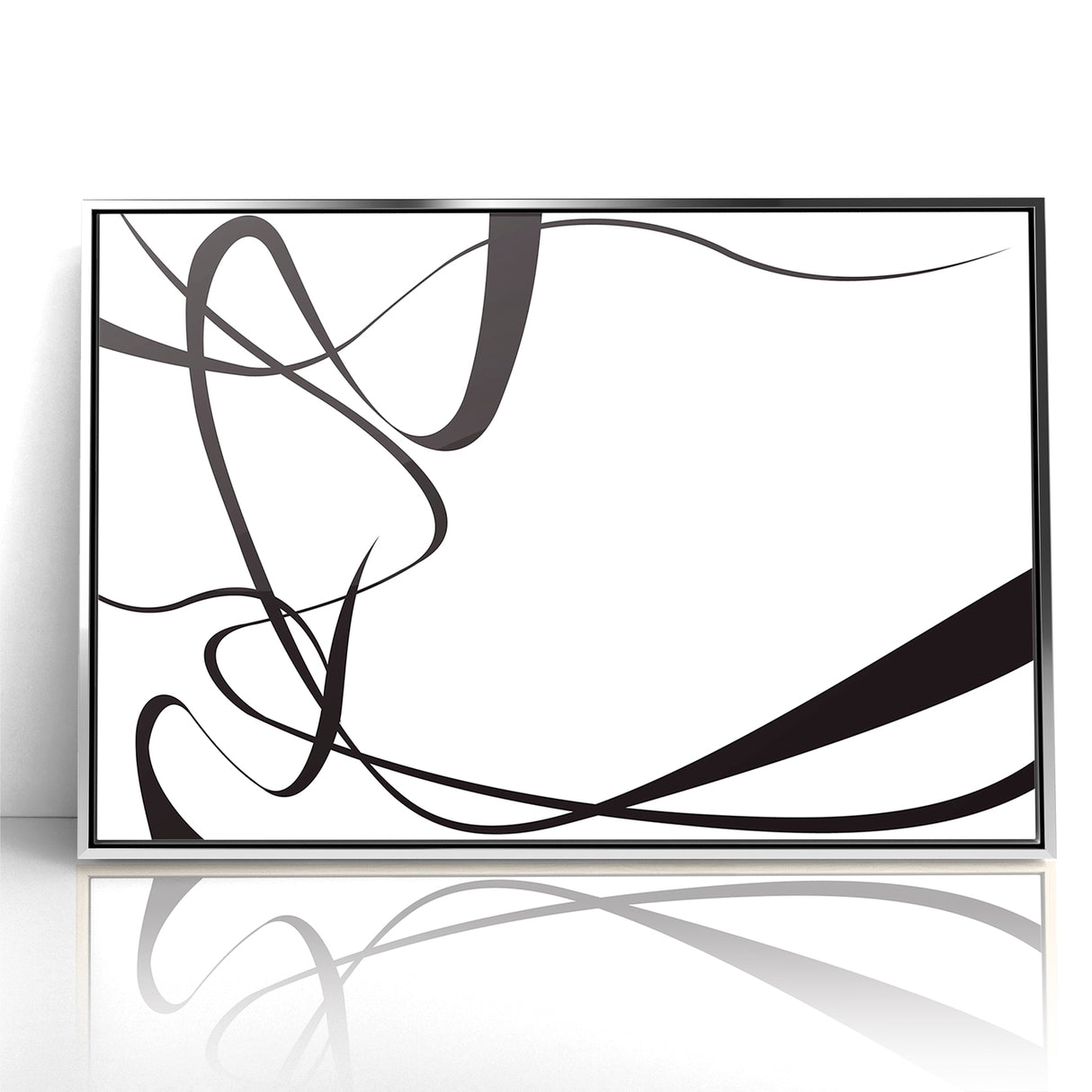 Curved Black and White Abstract Art | Minimalist Monochrome Canvas