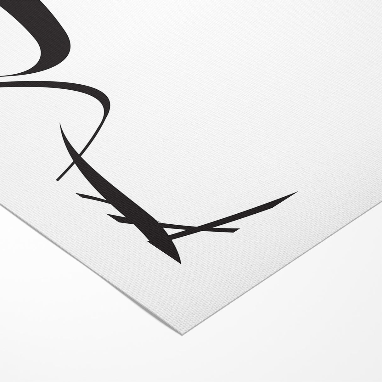 Curved Black and White Abstract Art | Minimalist Monochrome Canvas