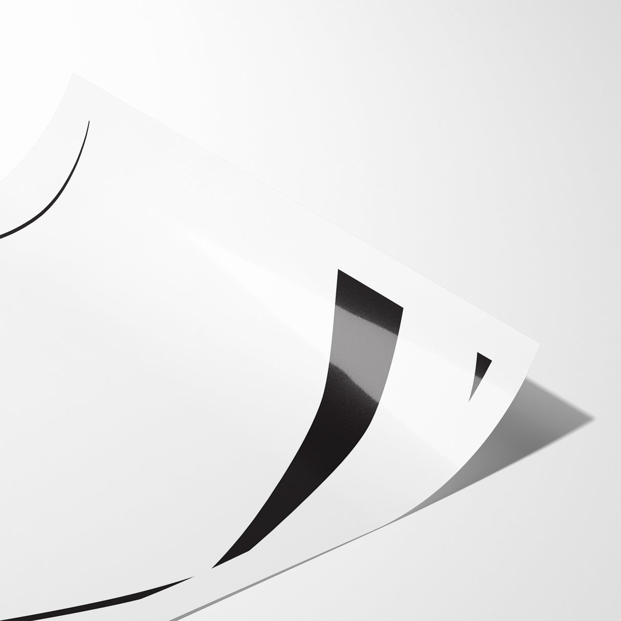 Curved Black and White Abstract Art | Minimalist Monochrome Canvas