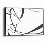 Curved Black and White Abstract Art | Minimalist Monochrome Canvas
