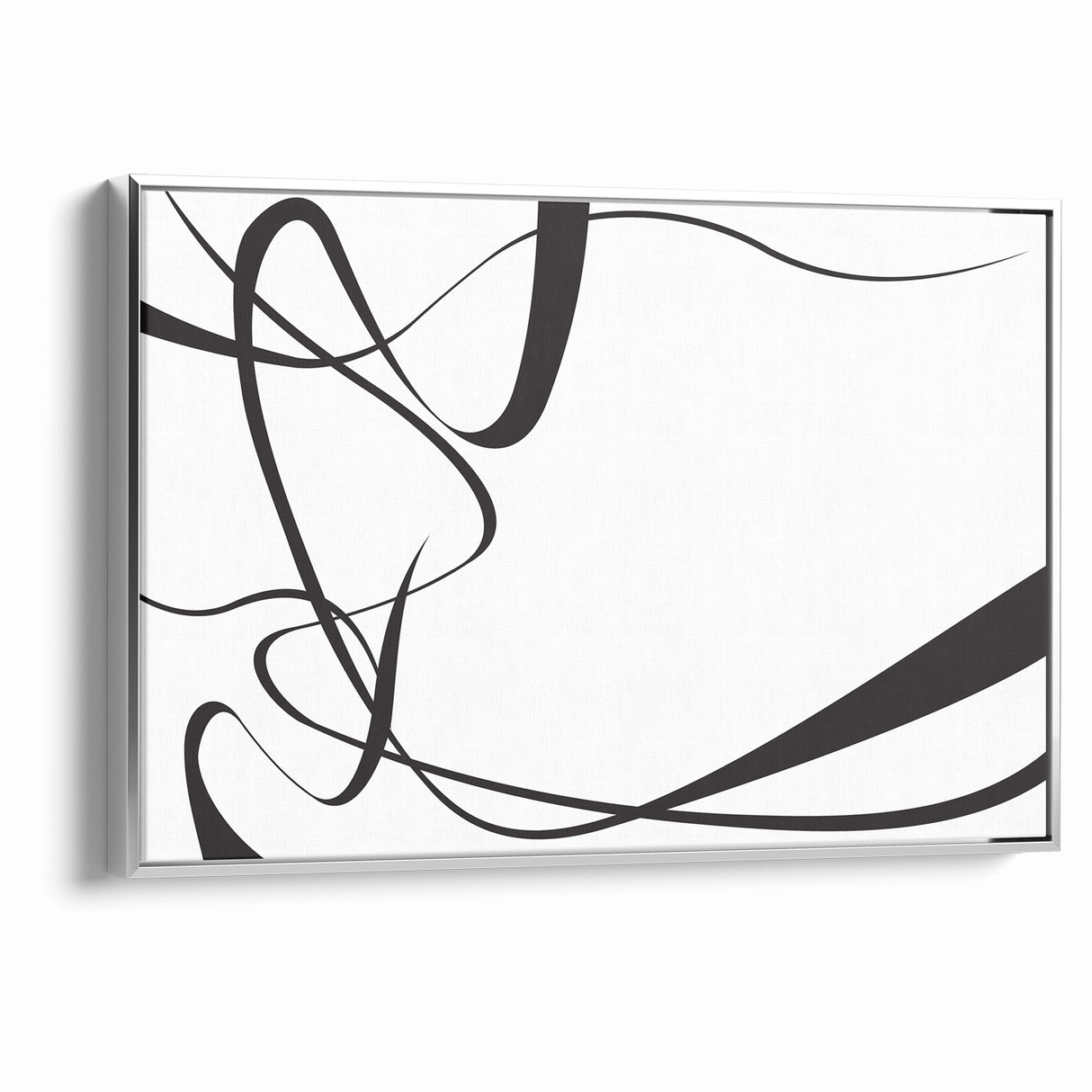 Curved Black and White Abstract Art | Minimalist Monochrome Canvas