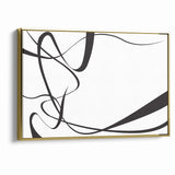 Curved Black and White Abstract Art | Minimalist Monochrome Canvas