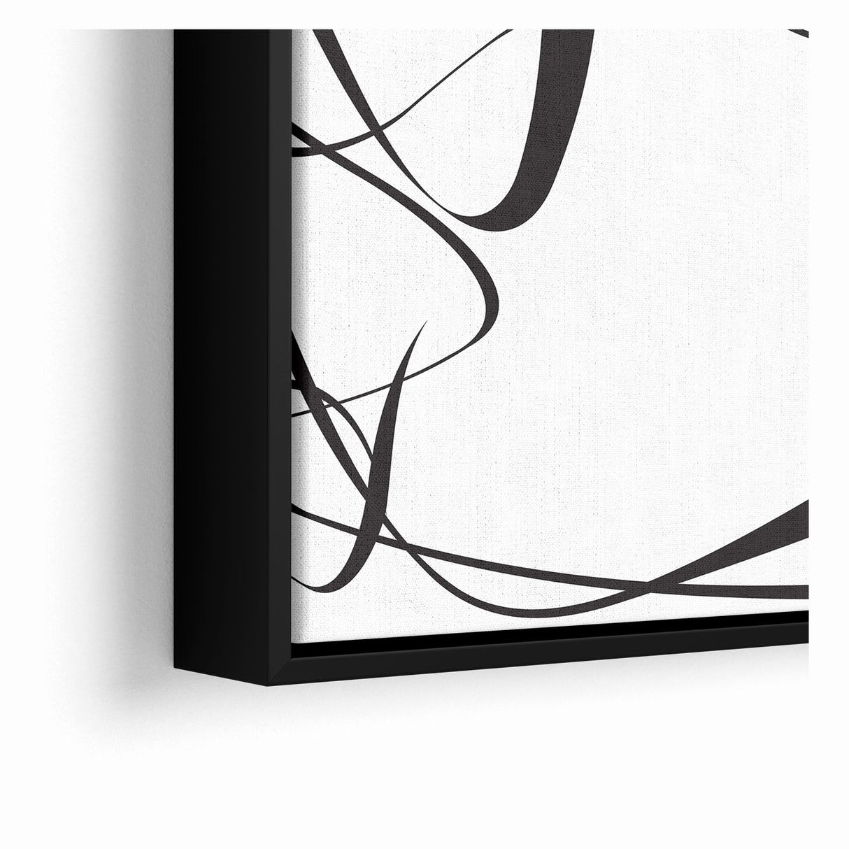 Curved Black and White Abstract Art | Minimalist Monochrome Canvas