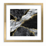 Elegant Black and White Abstract Art with Gold | Monochrome Canvas