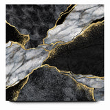 Elegant Black and White Abstract Art with Gold | Monochrome Canvas