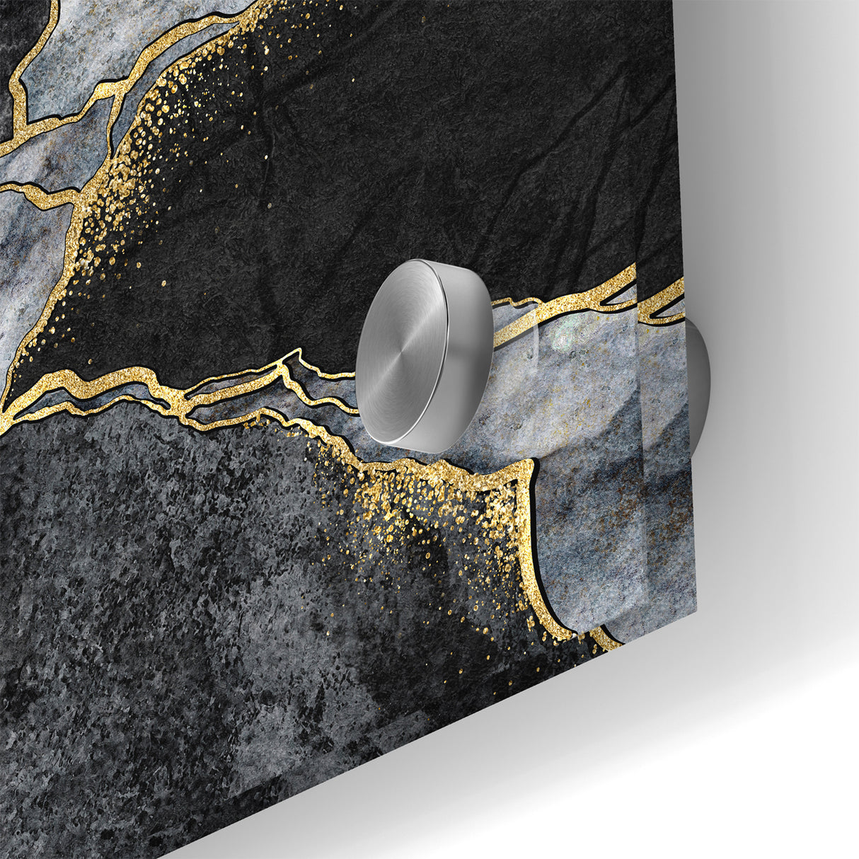 Elegant Black and White Abstract Art with Gold | Monochrome Canvas