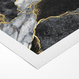 Elegant Black and White Abstract Art with Gold | Monochrome Canvas