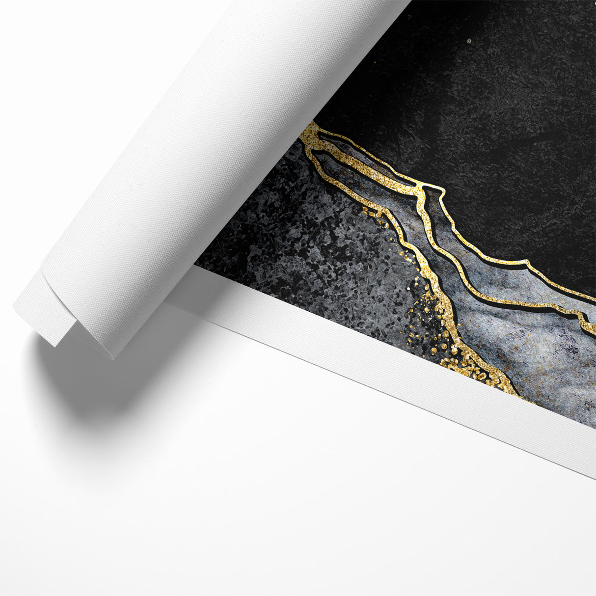 Elegant Black and White Abstract Art with Gold | Monochrome Canvas