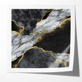 Elegant Black and White Abstract Art with Gold | Monochrome Canvas