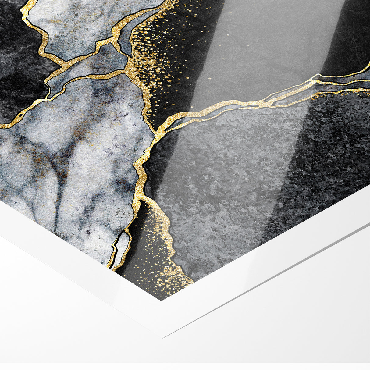 Elegant Black and White Abstract Art with Gold | Monochrome Canvas