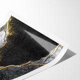 Elegant Black and White Abstract Art with Gold | Monochrome Canvas