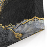 Elegant Black and White Abstract Art with Gold | Monochrome Canvas