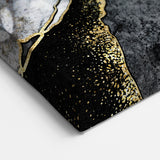 Elegant Black and White Abstract Art with Gold | Monochrome Canvas