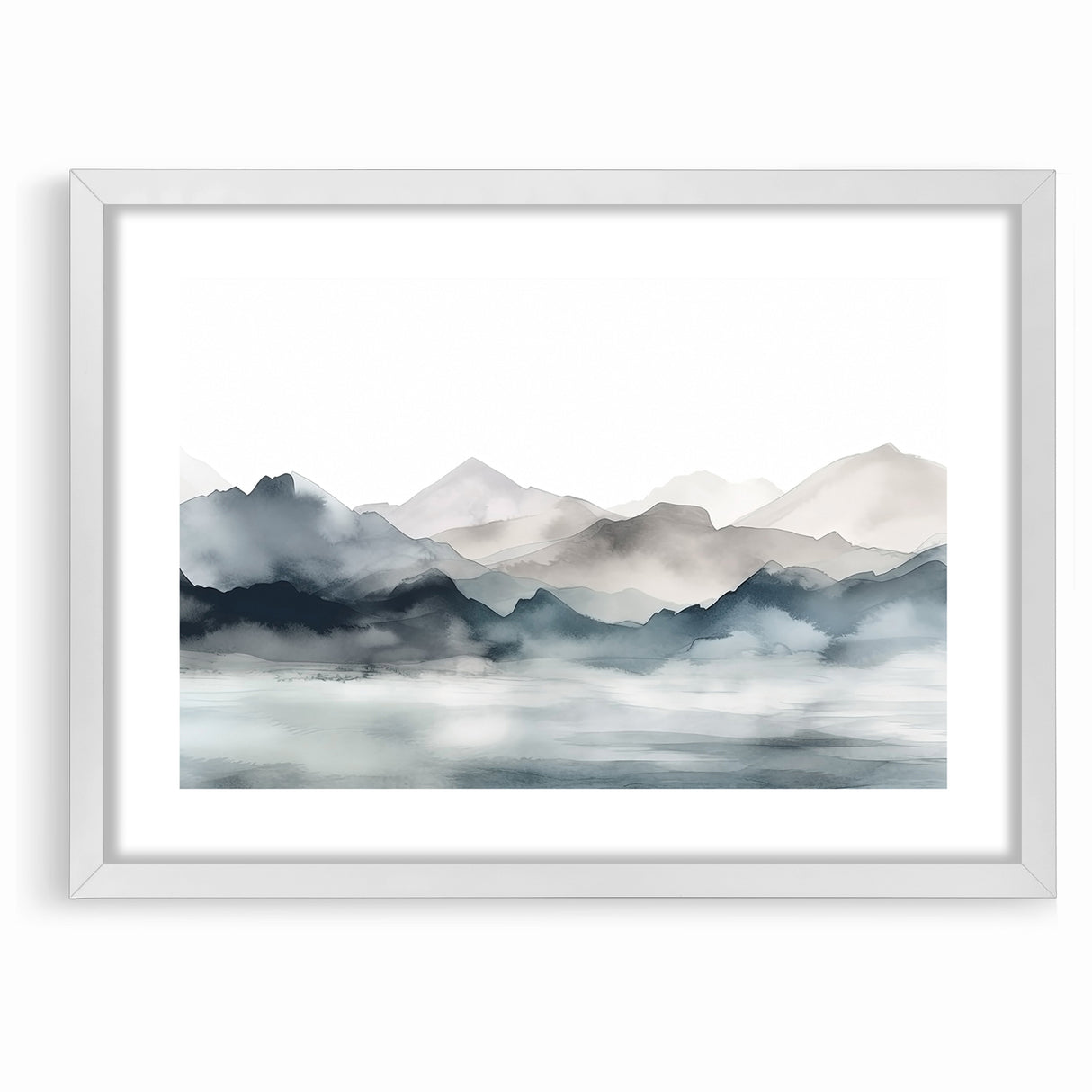 Modern Landscape Abstract Art - Tranquil Mountain Scenery Wall Decor