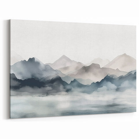 Modern Landscape Abstract Art - Tranquil Mountain Scenery Wall Decor
