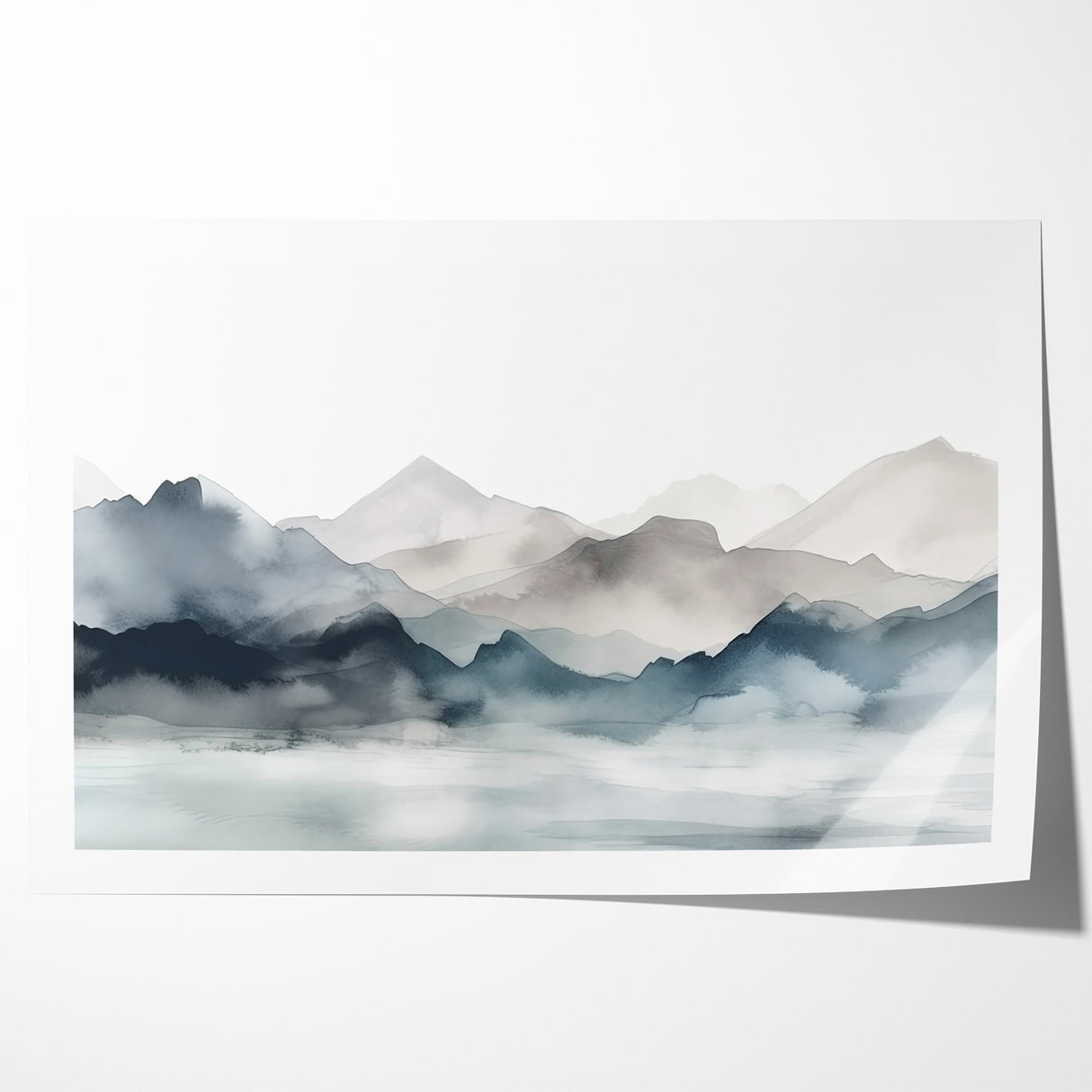 Modern Landscape Abstract Art - Tranquil Mountain Scenery Wall Decor