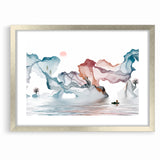 Modern Landscape Wall Decor - Serene Water and Translucent Forms Art