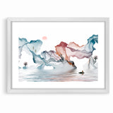 Modern Landscape Wall Decor - Serene Water and Translucent Forms Art