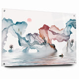 Modern Landscape Wall Decor - Serene Water and Translucent Forms Art