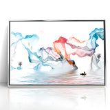 Modern Landscape Wall Decor - Serene Water and Translucent Forms Art