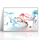 Modern Landscape Wall Decor - Serene Water and Translucent Forms Art