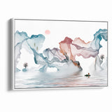 Modern Landscape Wall Decor - Serene Water and Translucent Forms Art