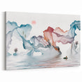Modern Landscape Wall Decor - Serene Water and Translucent Forms Art