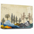 Colorful Abstract Landscapes - Vibrant Mountain and Tree Silhouettes Art