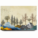 Colorful Abstract Landscapes - Vibrant Mountain and Tree Silhouettes Art