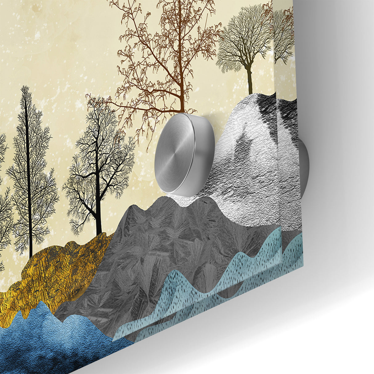 Colorful Abstract Landscapes - Vibrant Mountain and Tree Silhouettes Art