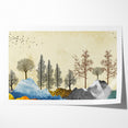 Colorful Abstract Landscapes - Vibrant Mountain and Tree Silhouettes Art