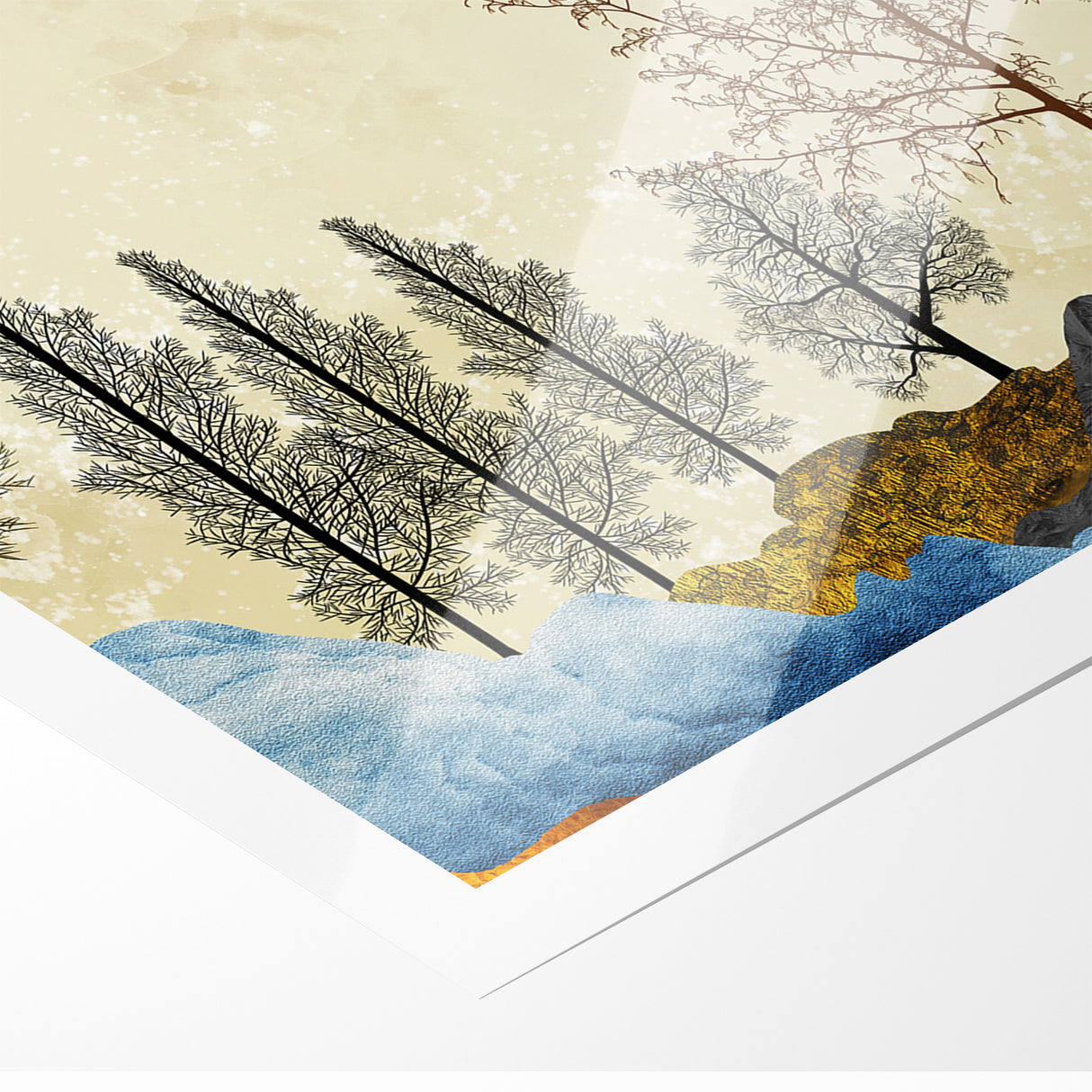 Colorful Abstract Landscapes - Vibrant Mountain and Tree Silhouettes Art