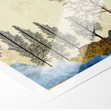 Colorful Abstract Landscapes - Vibrant Mountain and Tree Silhouettes Art
