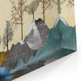 Colorful Abstract Landscapes - Vibrant Mountain and Tree Silhouettes Art