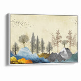 Colorful Abstract Landscapes - Vibrant Mountain and Tree Silhouettes Art