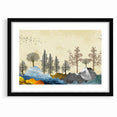 Colorful Abstract Landscapes - Vibrant Mountain and Tree Silhouettes Art