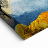 Colorful Abstract Landscapes - Vibrant Mountain and Tree Silhouettes Art