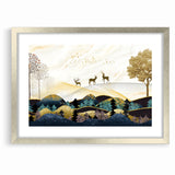 Modern Landscape Abstract - Deer and Vibrant Hills Wall Art